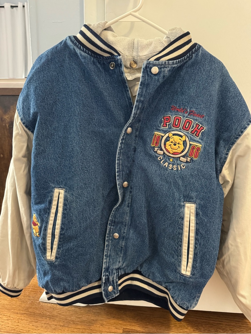 Disney Pooh Classic Denim Letterman Jacket - Blue & Cream